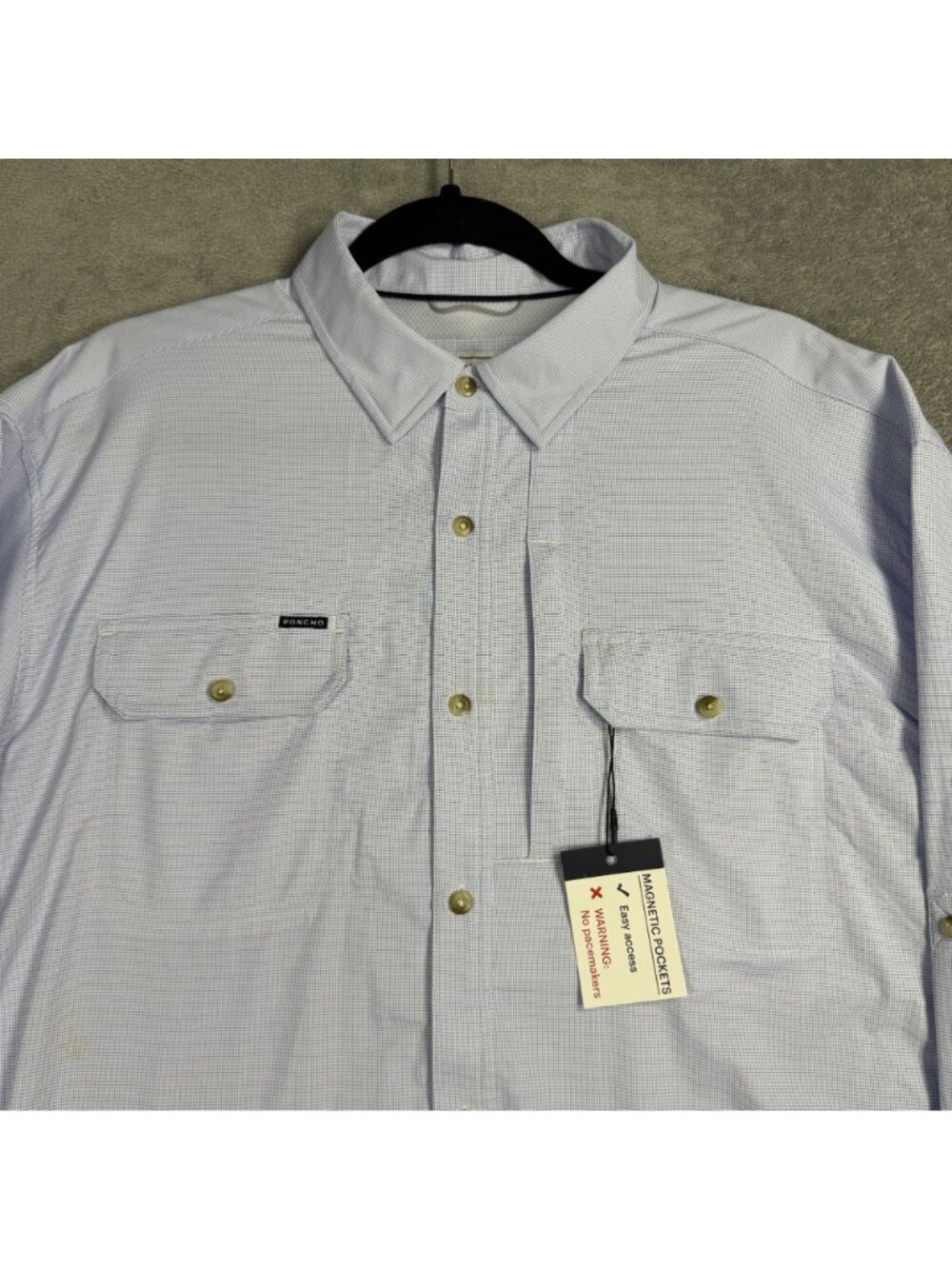 Poncho Blue Performance Shirt Sz L UPF 50 Breathable Lightweight Stretch Fishing